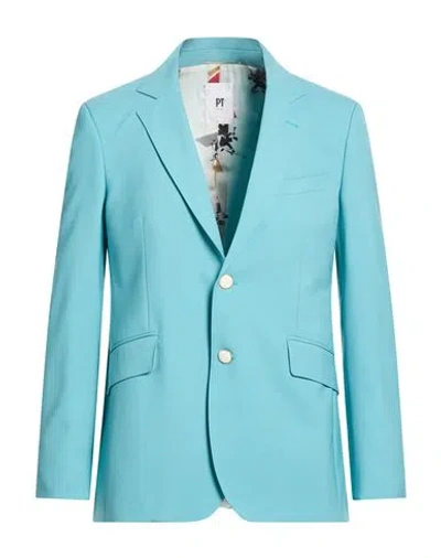 Pt Torino Man Blazer Sky Blue Size 38 Virgin Wool, Polyamide, Elastane