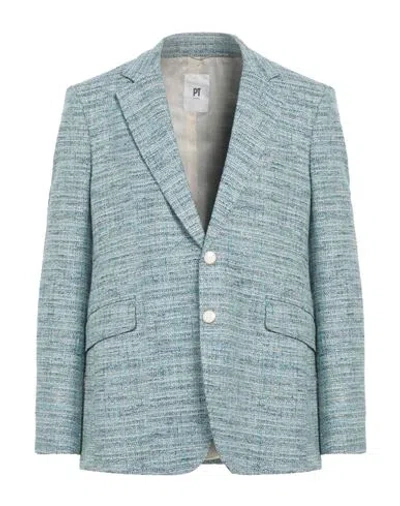 Pt Torino Man Blazer Turquoise Size 38 Cotton, Polyester, Polyamide, Acrylic, Viscose In Blue