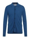 Pt Torino Man Cardigan Blue Size 44 Cotton, Silk