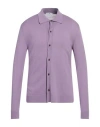 Pt Torino Man Cardigan Lilac Size 44 Cotton, Silk