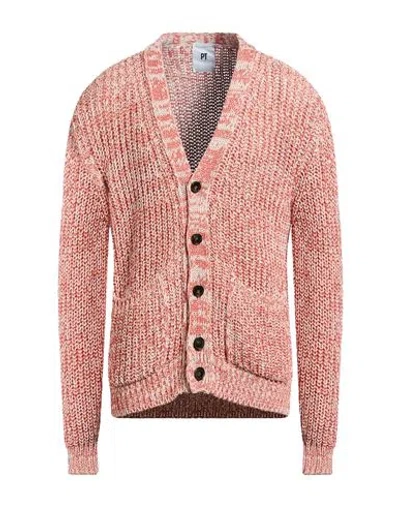 Pt Torino Man Cardigan Salmon Pink Size 38 Cotton