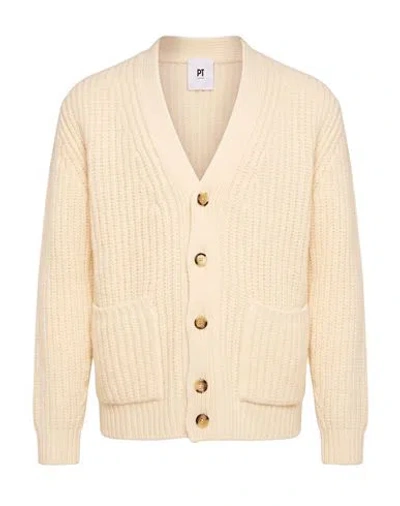 Pt Torino Man Cardigan White Size 42 Wool, Alpaca Wool, Acrylic In Neutral