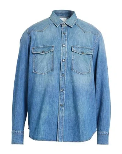 Pt Torino Man Denim Shirt Blue Size 32 Cotton