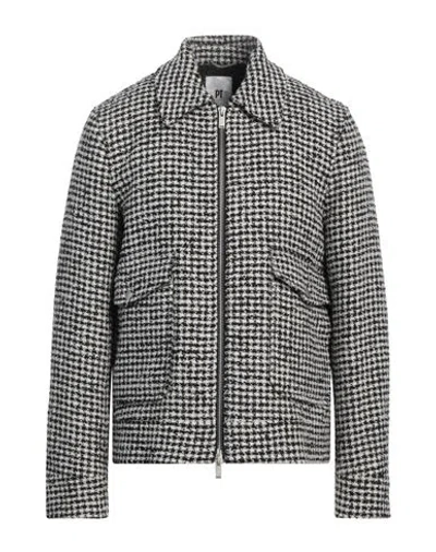 Pt Torino Virgin Wool Jacket With Check Motif In Black