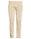 Pt Torino Man Jeans Beige Size 36 Cotton, Elastane In Neutral