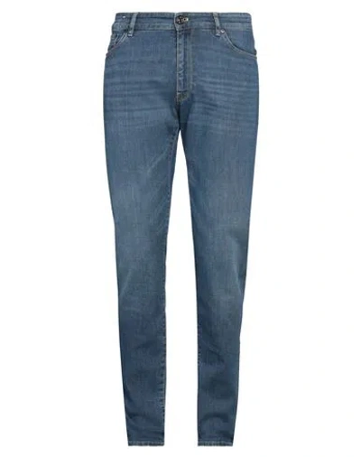 Pt Torino Man Jeans Blue Size 37 Cotton, Elastomultiester, Elastane