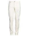 Pt Torino Man Jeans Cream Size 35 Cotton, Lyocell, Elastane In White