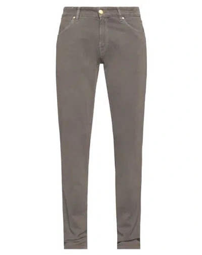 Pt Torino Man Jeans Khaki Size 35 Cotton, Elastane In Gray