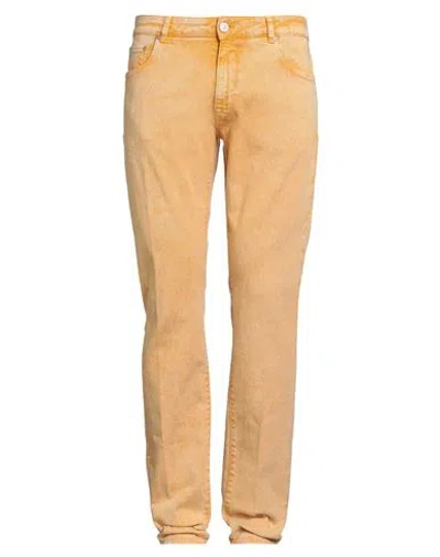 Pt Torino Man Jeans Marigold Size 33 Cotton, Elastane In Yellow