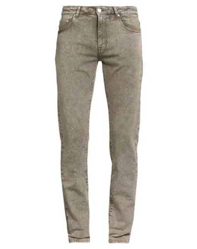 Pt Torino Man Jeans Military Green Size 34 Cotton, Elastane In Gray