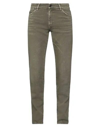 Pt Torino Man Jeans Military Green Size 38 Cotton, Elastane