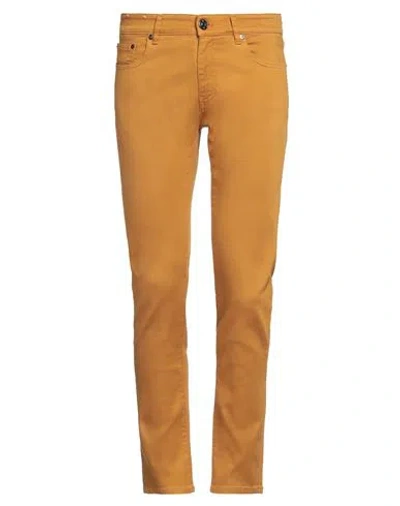 Pt Torino Man Jeans Marigold Size 36 Lyocell, Cotton, Polyester, Elastane In Yellow