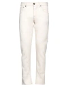 Pt Torino Man Jeans Off White Size 34 Cotton, Elastane
