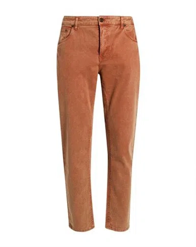 Pt Torino Man Jeans Orange Size 33 Cotton, Lyocell, Elastane In Brown