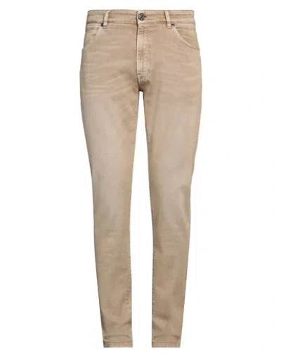 Pt Torino Man Jeans Sand Size 36 Cotton, Elastane In Beige