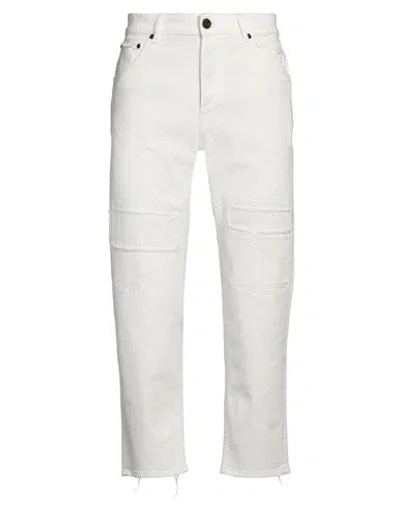 Pt Torino Man Jeans White Size 33 Cotton, Elastane