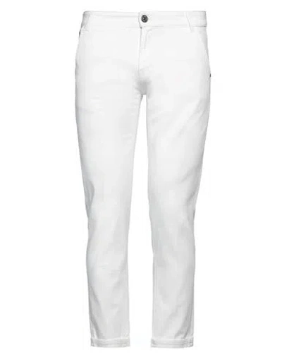 Pt Torino Man Jeans White Size 35 Cotton, Elastane