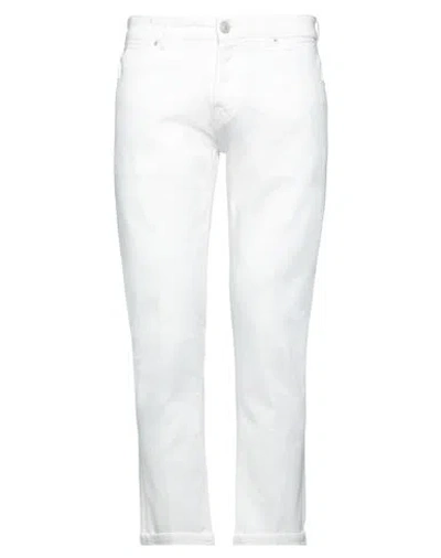 Pt Torino Man Denim Pants White Size 34 Cotton, Elastane
