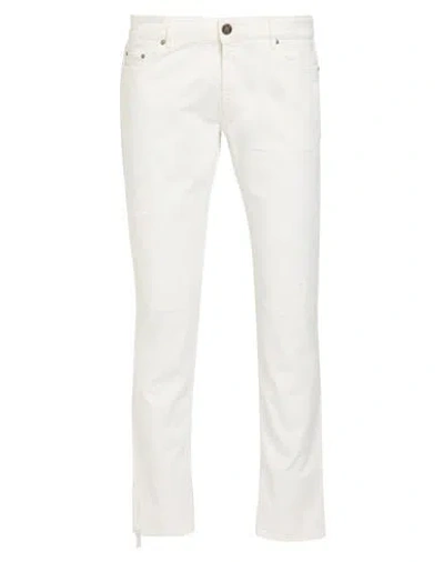 Pt Torino Man Jeans White Size 36 Cotton, Elastane