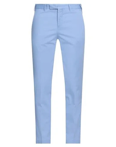 Pt Torino Man Pants Azure Size 38 Cotton, Lyocell, Elastane In Blue