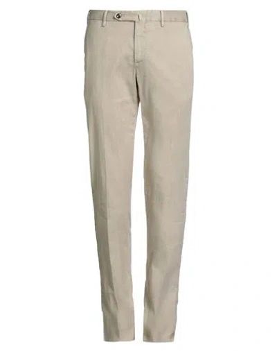 Pt Torino Man Pants Beige Size 36 Linen, Cotton, Elastane In Gray