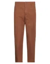 Pt Torino Cotton And Linen Trousers With Straight Leg In Red