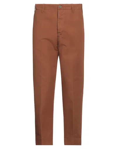 Pt Torino Cotton And Linen Trousers With Straight Leg In Red