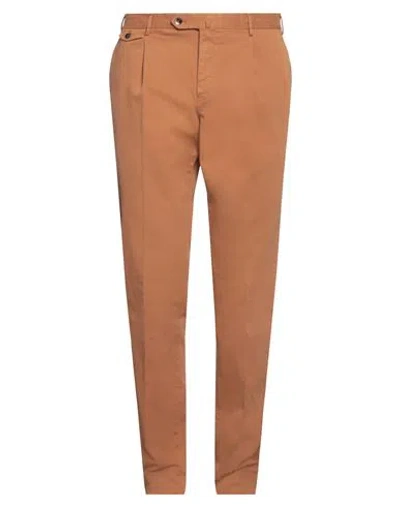 Pt Torino Man Pants Brown Size 38 Cotton, Elastane In Brown