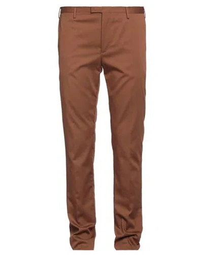 Pt Torino Man Pants Brown Size 38 Cotton, Silk, Elastane In Brown