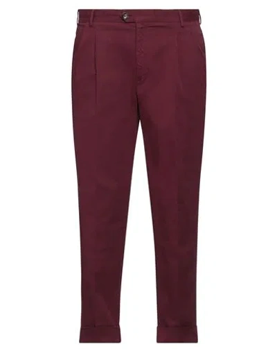 Pt Torino Man Pants Burgundy Size 34 Cotton, Elastane In Red