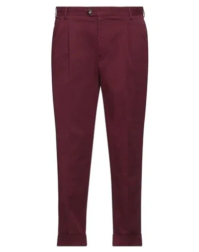 Pt Torino Man Pants Burgundy Size 36 Cotton, Elastane In Red