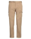 Pt Torino Man Pants Camel Size 36 Cotton, Silk, Elastane In Beige