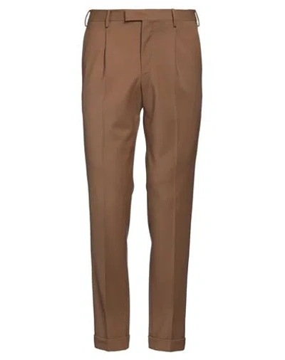 Pt Torino Man Pants Camel Size 36 Virgin Wool, Elastane In Beige