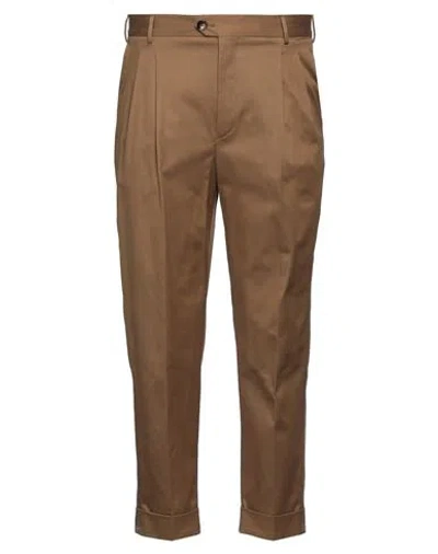 Pt Torino Man Pants Camel Size 38 Cotton, Elastane In Brown