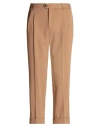 Pt Torino Man Pants Camel Size 38 Viscose, Linen, Cotton In Beige