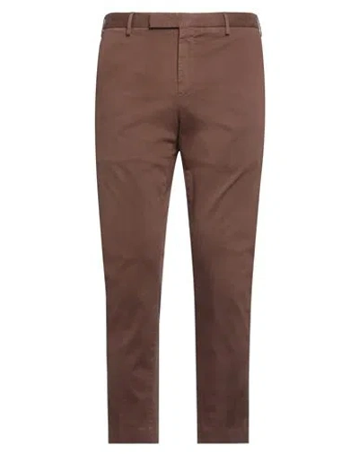 Pt Torino Man Pants Chocolate Brown Size 34 Cotton, Elastane