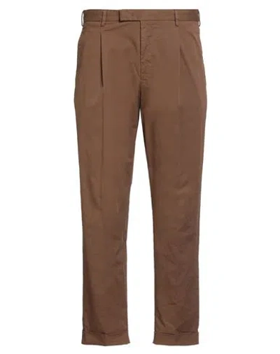 Pt Torino Man Pants Chocolate Brown Size 44 Cotton, Elastane