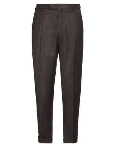 Pt Torino Man Pants Dark Brown Size 34 Virgin Wool, Cotton In Black