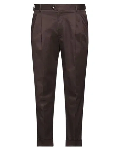 Pt Torino Man Pants Dark Brown Size 38 Cotton, Elastane In Brown