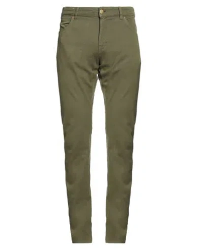 Pt Torino Man Pants Military Green Size 38 Cotton, Elastane