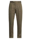 Pt Torino Man Pants Military Green Size 42 Cotton, Linen, Elastane In Sage Green