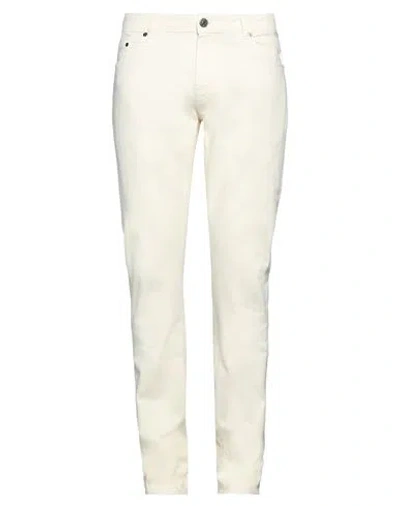 Pt Torino Man Pants Ivory Size 35 Cotton, Elastane In White
