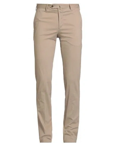 Pt Torino Man Pants Khaki Size 34 Cotton, Elastane In Neutral