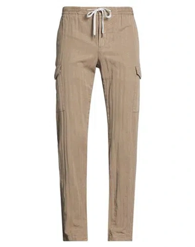 Pt Torino Man Pants Khaki Size 38 Lyocell, Linen, Cotton In Brown
