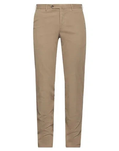 Pt Torino Man Pants Khaki Size 40 Cotton, Elastane In Beige