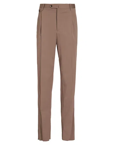 Pt Torino Man Pants Khaki Size 40 Cotton, Silk, Elastane In Beige