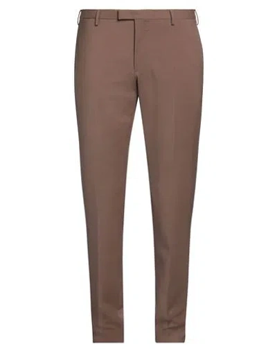 Pt Torino Man Pants Chocolate Brown Size 40 Virgin Wool, Elastane In Beige