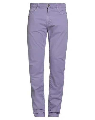 Pt Torino Man Pants Lilac Size 34 Cotton, Elastane In Purple