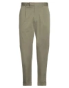 Pt Torino Man Pants Military Green Size 42 Cotton, Linen, Elastane In Green