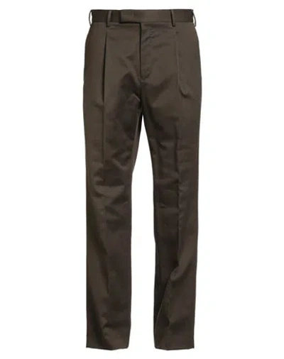 Pt Torino Man Pants Military Green Size 36 Cotton, Virgin Wool In Brown